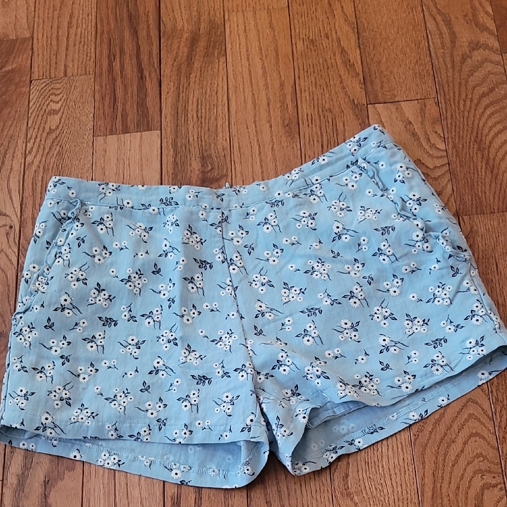 Miami Light Blue Floral High Waist Shorts